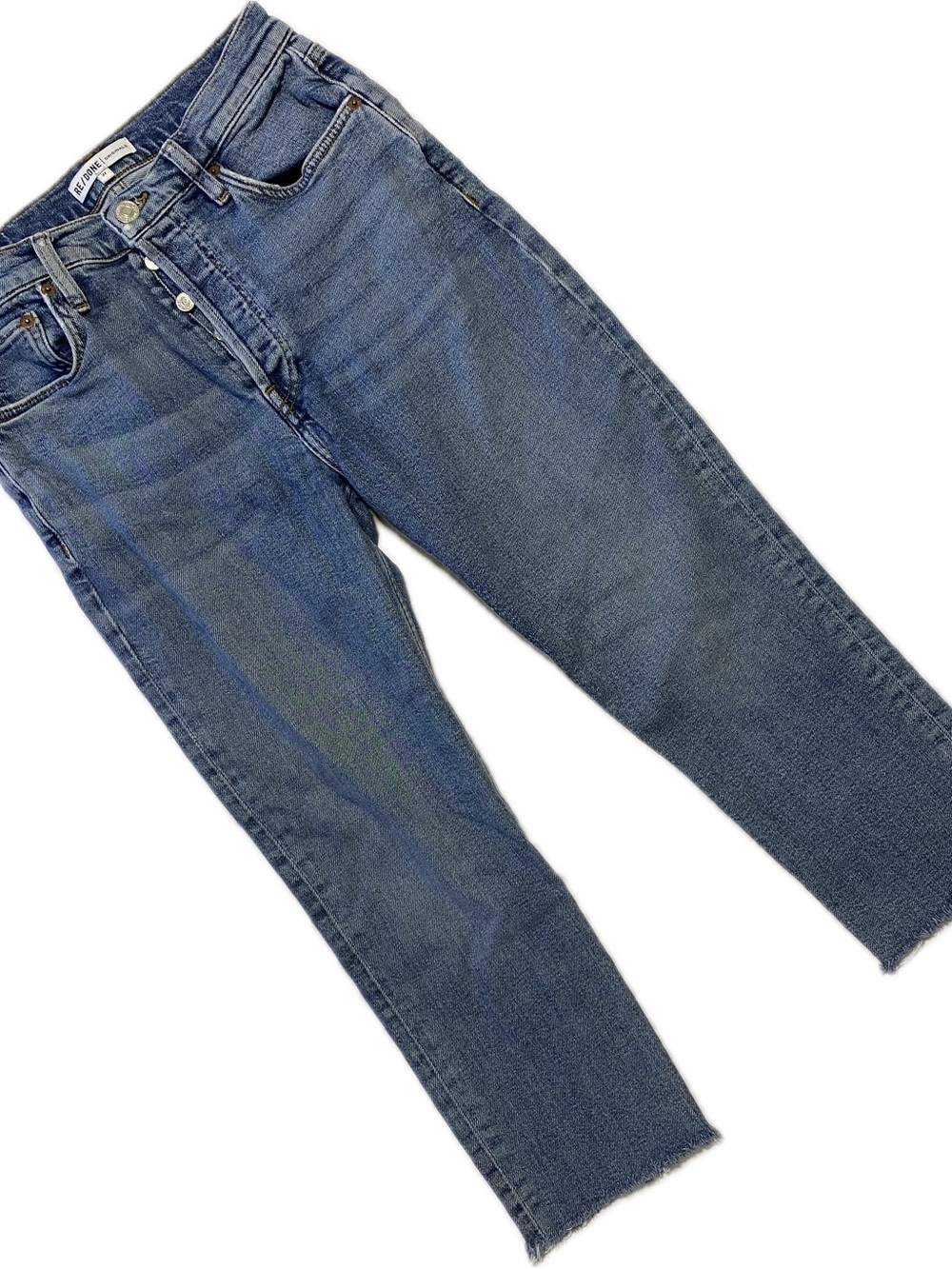 Re/Done Women's Mid Wash Blue Straight-Leg Jeans